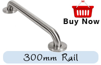 Single Grab Rail In Brush Stainless Steel 300mm