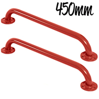 Red Steel Grab Rails 450mm Twin Pack