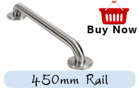 Single Grab Rail In Brush Stainless Steel 450mm