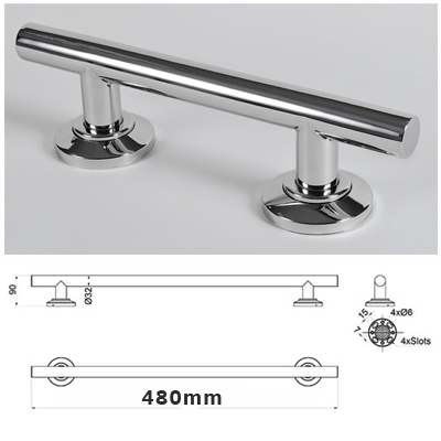 Shower Grab Rail Bar 480mm Chrome