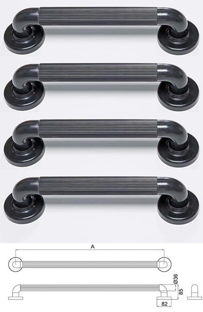 Four Grab Rails 300mm Black Plastic Fluted