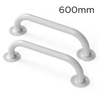 Grab Rails 25mm Tube White Steel 600mm Twin Pack