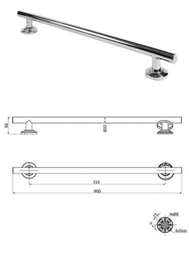 Straight Contemporary Grab Rail 900mm