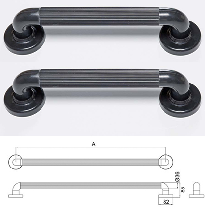 Twin Plastic Grab Rails Black 300mm