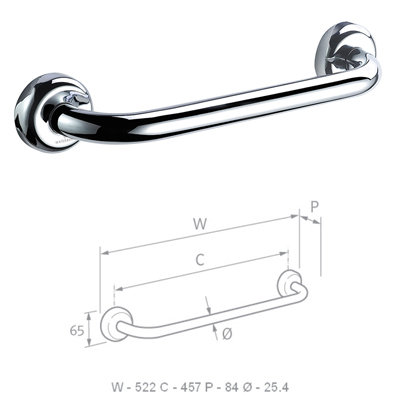 Chrome Curved Grab Rail (522mm)