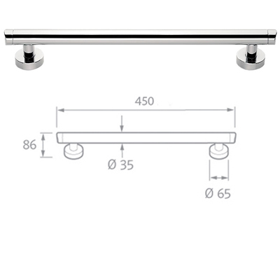 Chrome Straight Grab Rail 450 mm