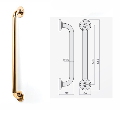 500mm Antimicrobial Copper Grab Rail 30mm 