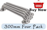 Grab Rail 300mm Brushed Stainless Steel Four Pack