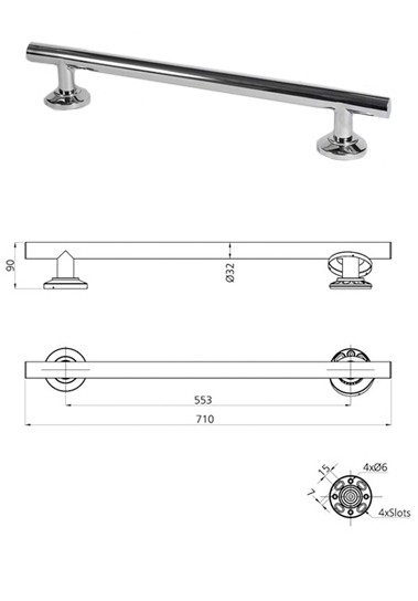 Straight Contemporary Grab Rail 710mm