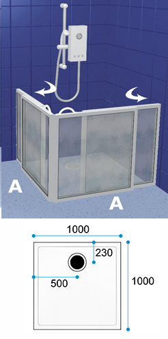 Wetroom Standard Shower Pack WF5 1000 x 1000