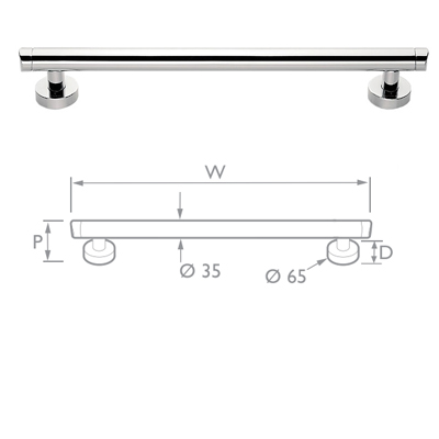 Chrome Straight Grab Rail 450mm 