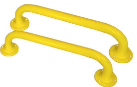 Yellow Steel Grab Rails 600mm 35mm Tube Twin Pack