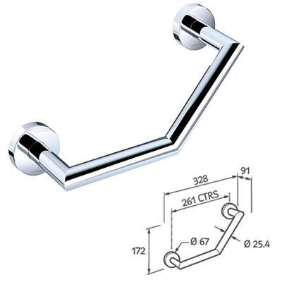 Angled Grab Rail (225mm x 225mm x 45 degrees) 