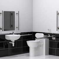 Back to Wall Doc M Toilet pack with stainless steel concealed fixing luxury grab rails