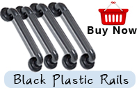 Four Grab Rails 300mm Black Plastic Fluted