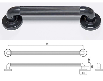 Single Black Grab Rail Plastic Fluted 450mm