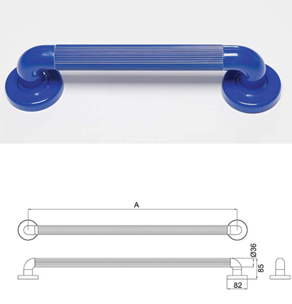 Single Electric Blue Grab Rail Plastic Fluted 450mm