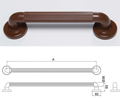 Brown Plastic Fluted Grab Rail 300mm