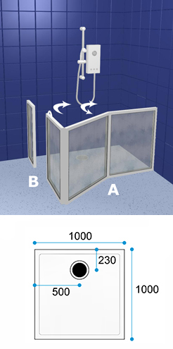 Wetroom Standard Shower Pack WF6 1000 x 1000