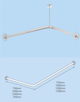 25mm L Shaped Curtain Rail 1000 x 1000mm White Polyester