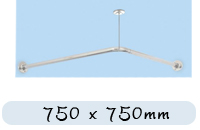 25mm L Shaped Curtain Rail 750 x 750mm Chrome