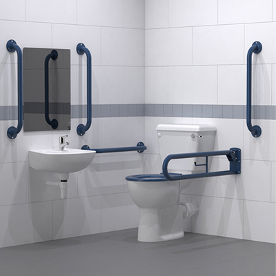 Close Coupled Doc M Toilet Pack with Steel Exposed Fixing Grab Rails