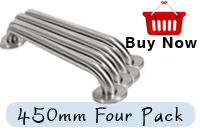 Grab Rail 450mm Brushed Stainless Steel Four Pack