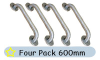 Grab Rail 600 mm Brushed Stainless Steel Four Pack