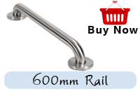 Single Grab Rail In Brush Stainless Steel 600mm