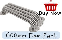 Grab Rail 600mm Brushed Stainless Steel Four Pack