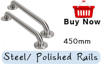 Grab Rail In Steel 35mm Tube Round End - 450mm