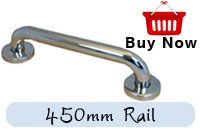 Single Grab Rail In Polished Stainless Steel 450mm