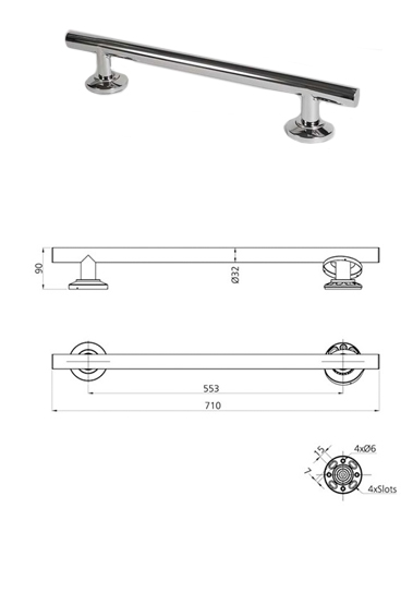 Straight Contemporary Grab Rail 620mm