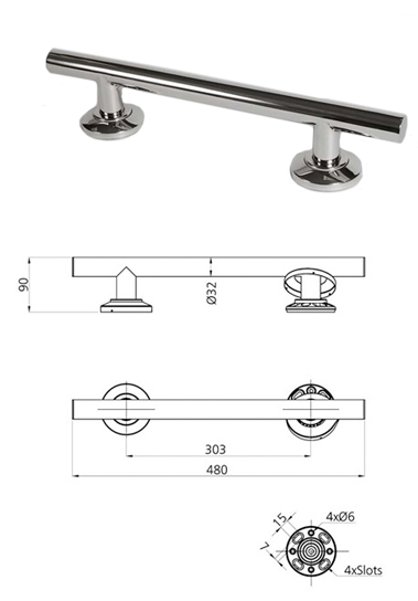 Straight Contemporary Grab Rail 480mm