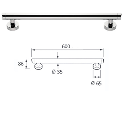 Chrome Straight Grab Rail 600mm