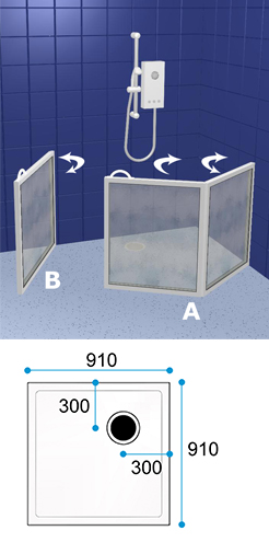 Wetroom Shower Door Pack WF1 910 x 910