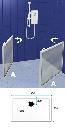 Wetroom Standard Shower Door Pack WF2 1500 x 800