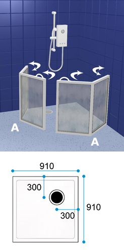 Wetroom Shower Door Pack WF3 910 x 910 