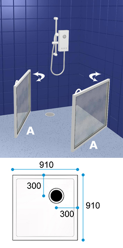 Wetroom Shower Door Pack WF2 910 x 910 