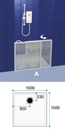 Wetroom Standard Shower Door Pack WF20 1000 x 1000
