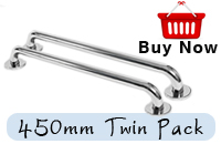 Grab Rail 450mm Polished Stainless Steel Twin Pack