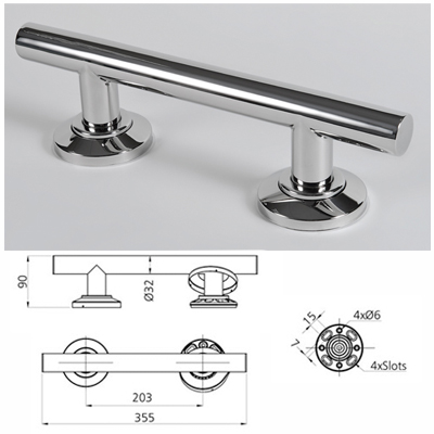 Shower Rail Straight Grab Rail 355mm Chrome