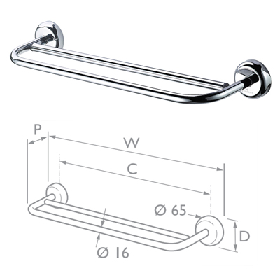 Double Towel Rail (457mm)