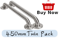 Grab Rail 450mm Brushed Stainless Steel Twin Pack 
