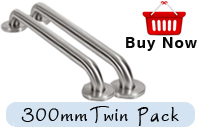 Grab Rail 300mm Brushed Stainless Steel Twin Pack 