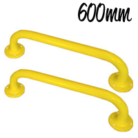 Yellow Steel Grab Rails 600mm 35mm Tube Twin Pack